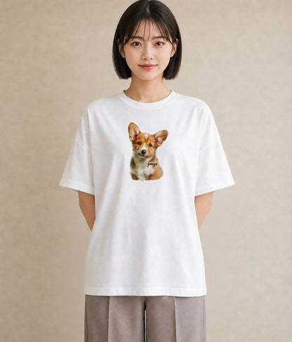 Tシャツ レディース 子犬 犬 いぬ イラスト 休日コーデ 普段着 週末コーデ 白T
