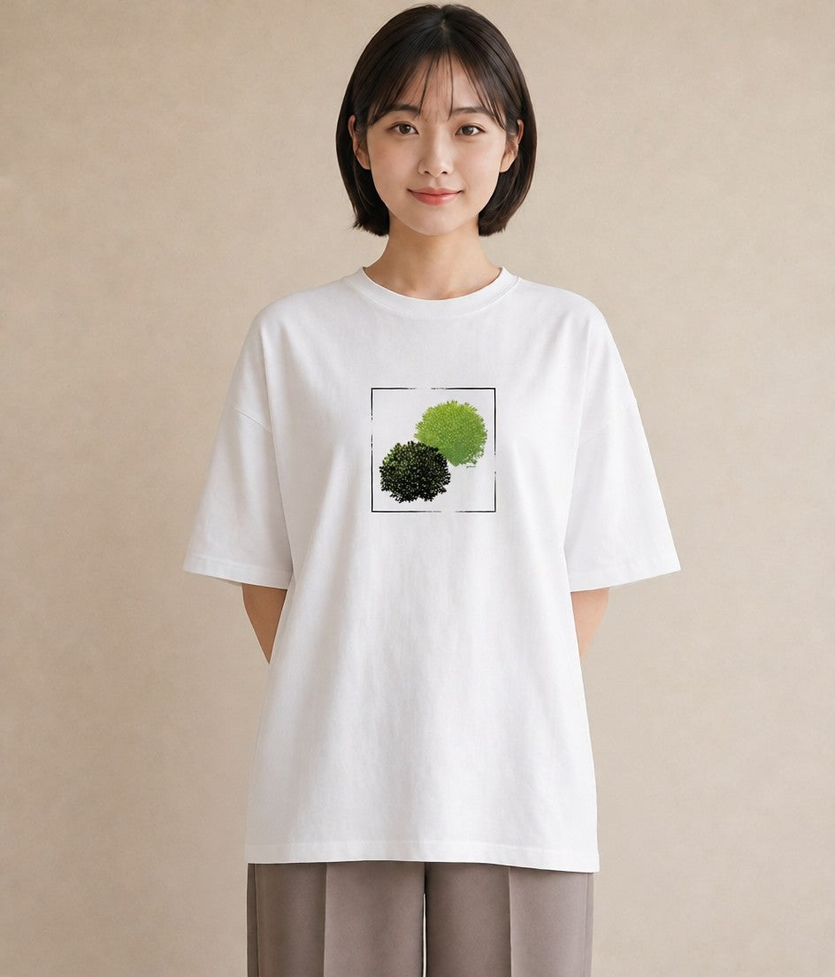 グラフィックTシャツ レディース 苔 植物 ボタニカル イラスト 休日コーデ 散歩 お出かけ 白T