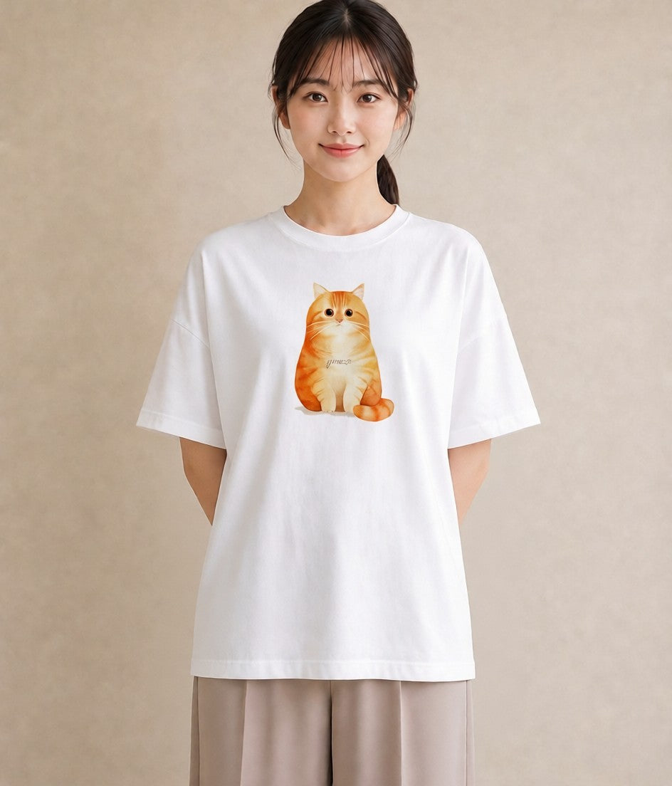 デザインTシャツ レディース マンチカン 猫 ねこ イラスト 韓国風 送別ギフト 通勤 白T