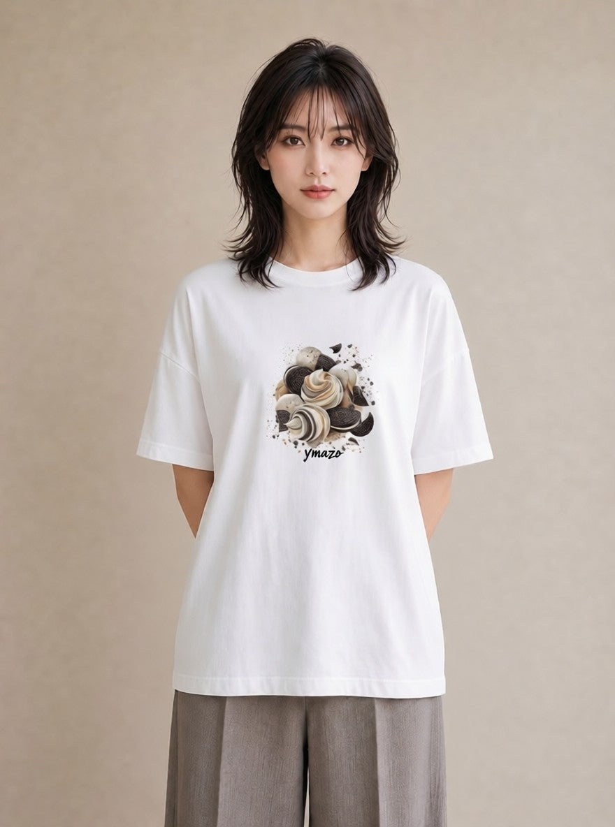 プリントTシャツ レディース クッキー 食べ物 フード イラスト 休日コーデ お出かけ 普段着 白T