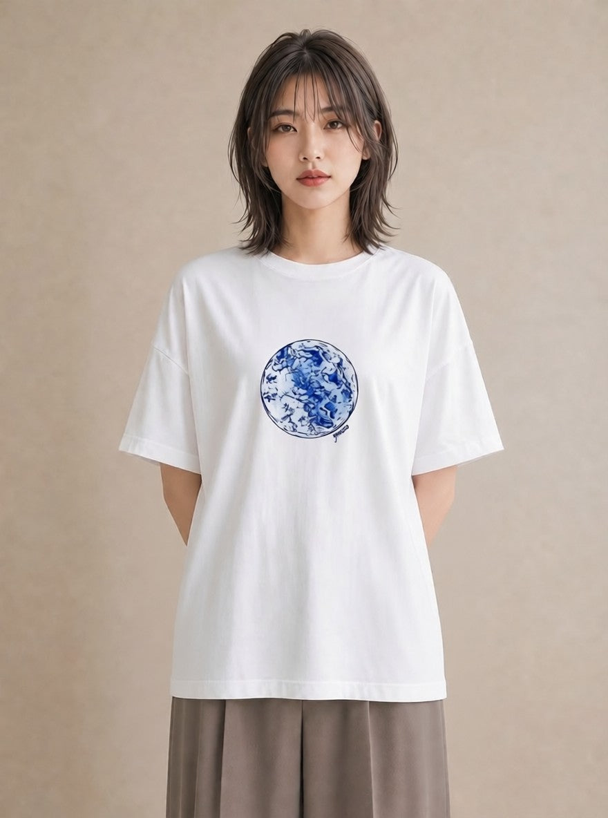 半袖Tシャツ レディース 蟹座 星空 宇宙 イラスト 水彩風 ギフト 母の日 白T