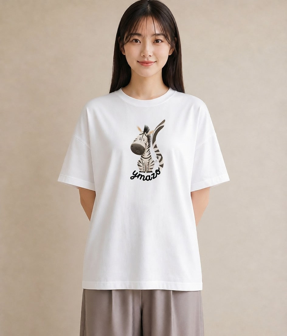 半袖Tシャツ レディース しまうま 動物 アニマル イラスト ナチュラル 友達ギフト 部屋着 白T