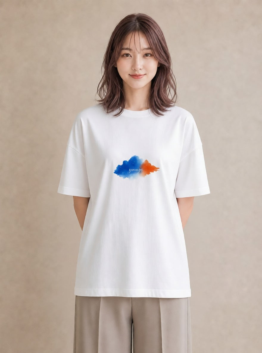 プリントTシャツ レディース 空 星空 宇宙 イラスト 水彩風 部屋着 女性向けギフト 白T