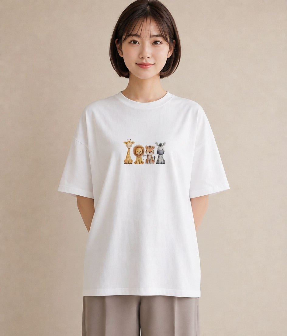 グラフィックTシャツ レディース しまうま 動物 アニマル イラスト ゆるかわ ミセス 春コーデ 白T