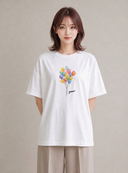 グラフィックTシャツ レディース 紙風船 和紙 ナチュラル アンティーク イラスト ユニーク 敬老の日 ホワイトデー 白T