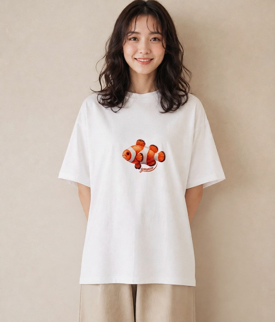 デザインTシャツ レディース 熱帯魚 海の生き物 海 イラスト モード 秋コーデ おしゃれギフト 白T