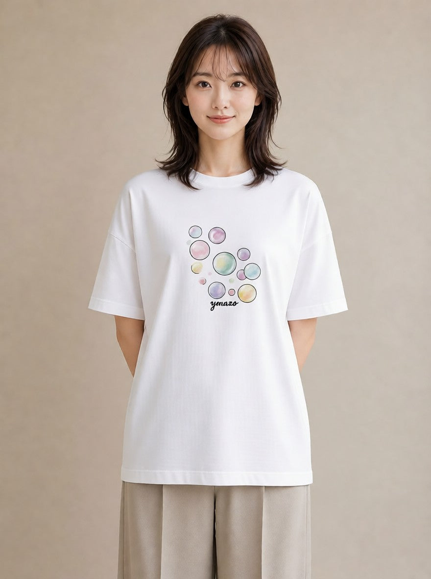 デザインTシャツ レディース 紙風船 和紙 ナチュラル アンティーク イラスト お洒落 ラフ レイヤード 白T