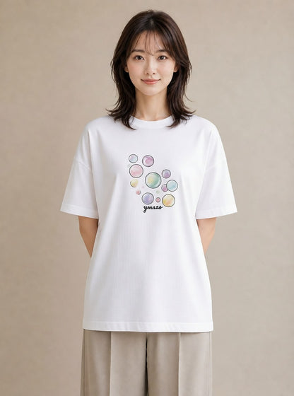 デザインTシャツ レディース 紙風船 和紙 ナチュラル アンティーク イラスト お洒落 ラフ レイヤード 白T