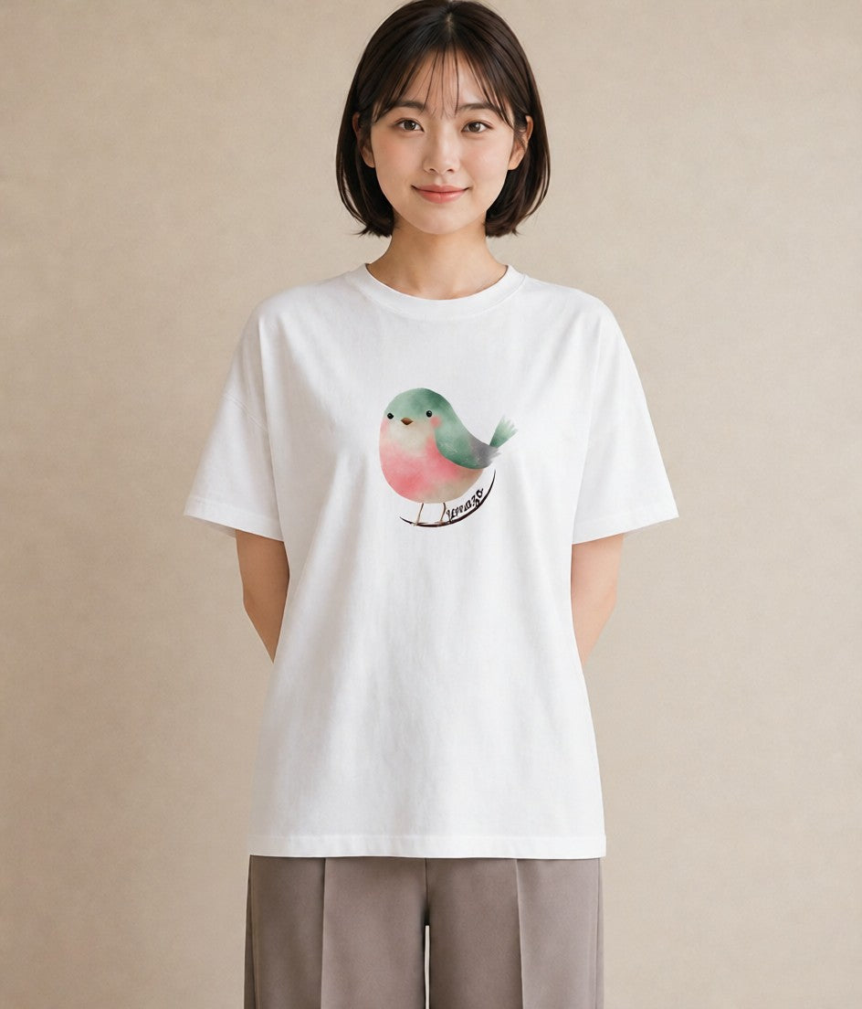 グラフィックTシャツ レディース コザクラインコ ペット 動物 イラスト 休日コーデ 送別ギフト 通勤 白T
