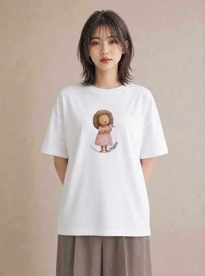 グラフィックTシャツ レディース ライオン 動物 アニマル イラスト ラフカジュアル 散歩 お出かけ 白T