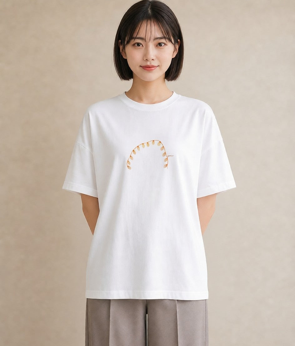 半袖Tシャツ レディース 風鈴 ガラス 夏 ナチュラル アンティーク イラスト ミニマル 買い物 夏コーデ 白T