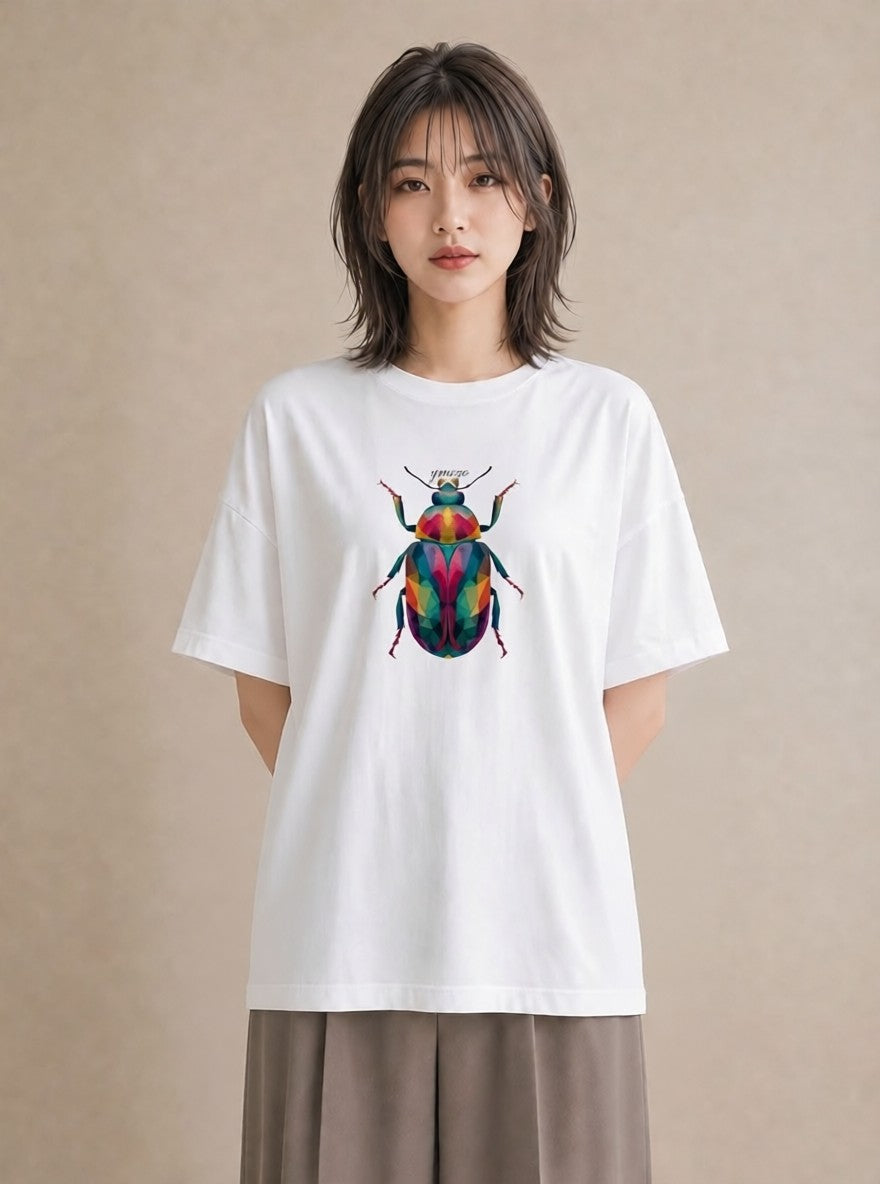 デザインTシャツ レディース クワガタ 昆虫 虫 イラスト お洒落 ルームウェア ギフト 白T