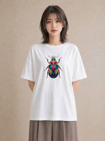デザインTシャツ レディース クワガタ 昆虫 虫 イラスト お洒落 ルームウェア ギフト 白T