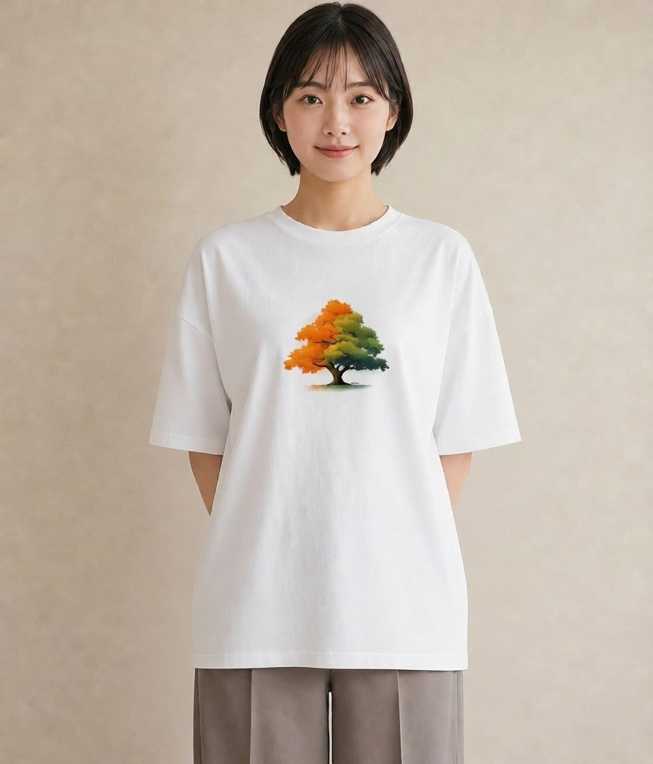 デザインTシャツ レディース 木 植物 ボタニカル イラスト シンプル 買い物 夏コーデ 白T