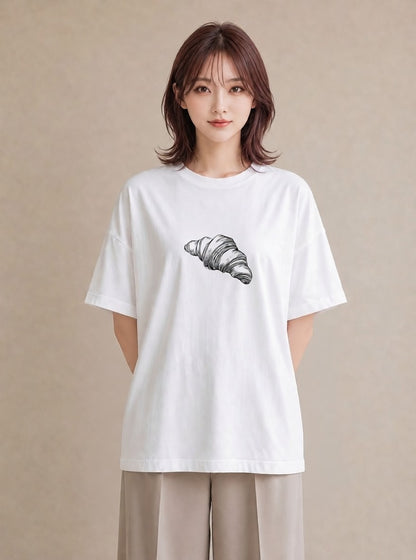 グラフィックTシャツ レディース パン ベーカリー イラスト ゆるコーデ ホワイトデー 春服 白T
