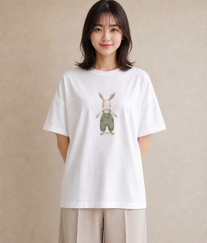 グラフィックTシャツ レディース うさぎ ウサギ ラビット ペット 動物 イラスト フェミニン 在宅 公園 白T