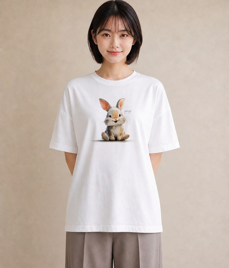 Tシャツ レディース ロップイヤー ペット 動物 イラスト 個性的 部屋着 女性向けギフト 白T