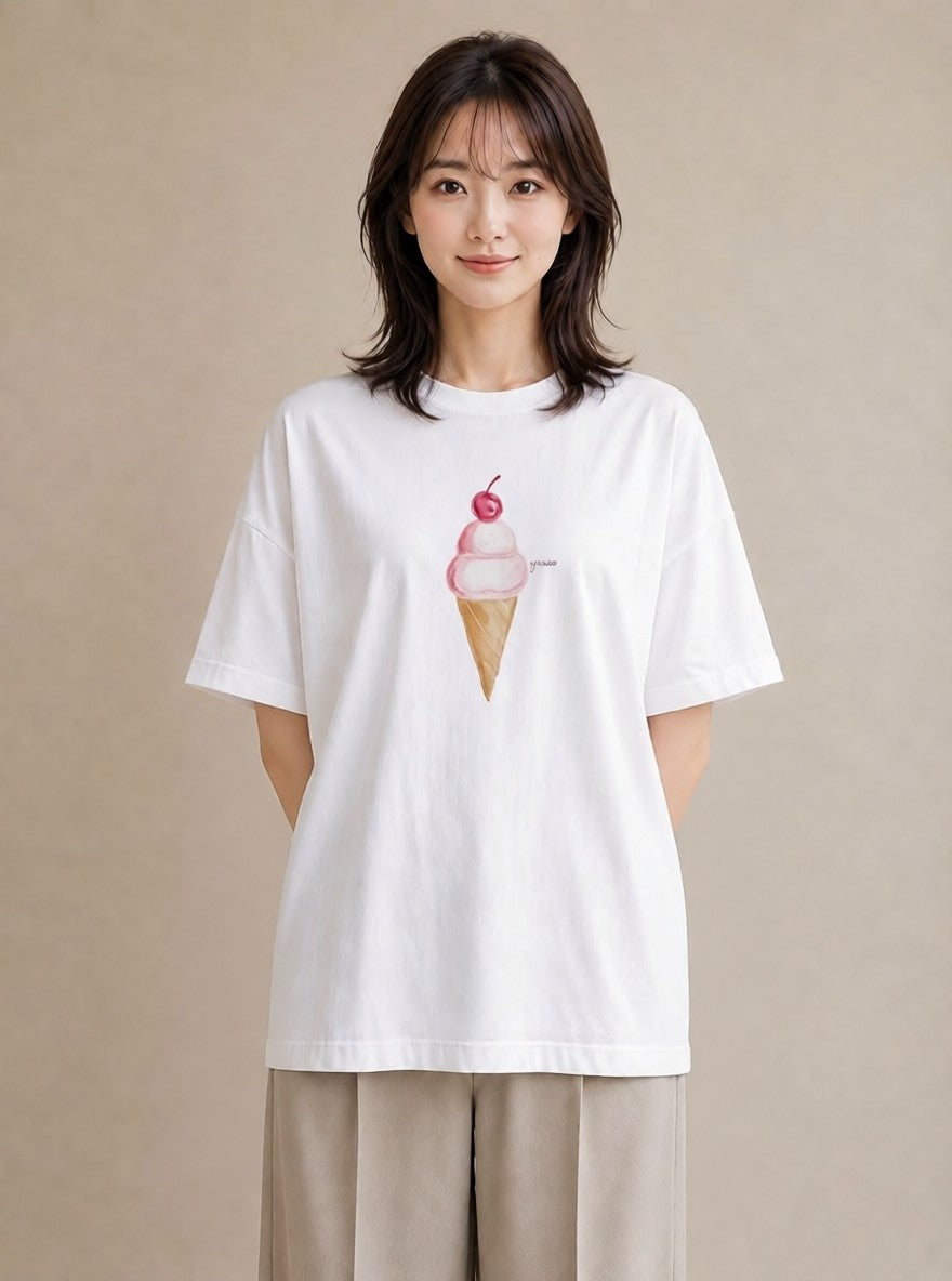 グラフィックTシャツ レディース クリームソーダ 食べ物 フード イラスト 普段使い 女性 旅行用 白T