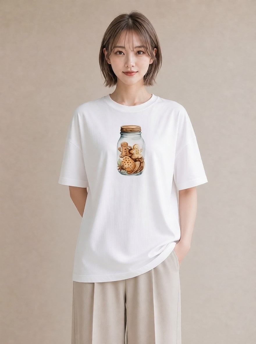 Tシャツ レディース ポップコーン 食べ物 フード イラスト 水彩風 レイヤード 友達ギフト 白T