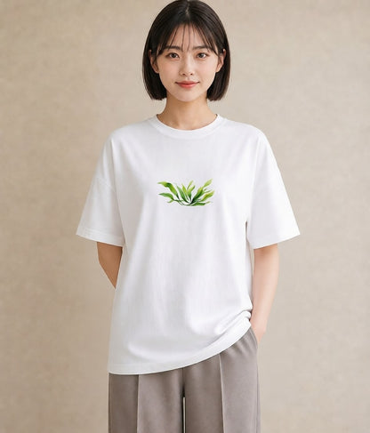 グラフィックTシャツ レディース シダ 植物 ボタニカル イラスト カフェコーデ 部屋着 女性向けギフト 白T