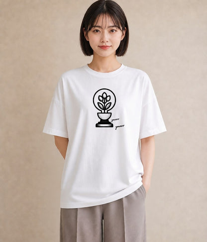 半袖Tシャツ レディース 観葉植物 ボタニカル 植物 イラスト ミニマル レイヤード 友達ギフト 白T