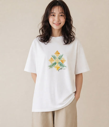 Tシャツ レディース 雪の結晶 星空 宇宙 イラスト ポップ カフェ巡り 女子会 白T