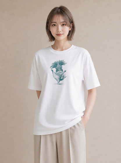 デザインTシャツ レディース エキゾチックショートヘア 猫 ねこ イラスト ポップ 送別ギフト 通勤 白T