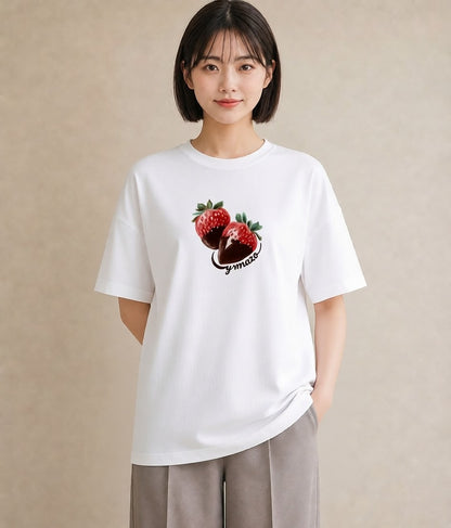 グラフィックTシャツ レディース チョコ 食べ物 フード イラスト ニュアンス ママ カフェ服 白T