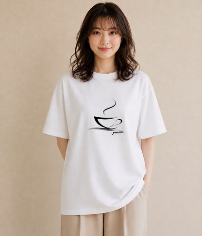グラフィックTシャツ レディース コーヒー カフェ 珈琲 イラスト ヴィンテージ風 帰省 ラフ 白T