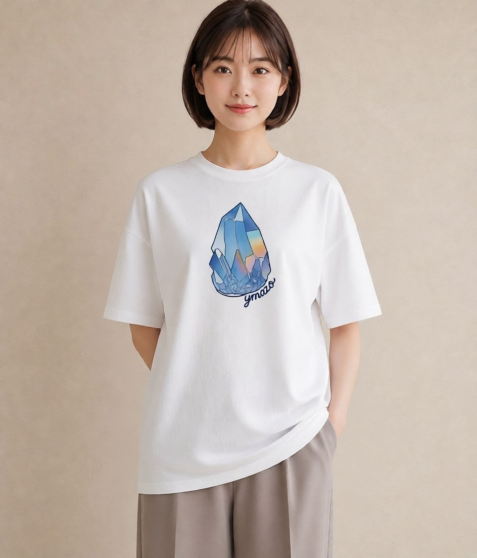 プリントTシャツ レディース オーロラ 星空 宇宙 イラスト ボタニカル 通勤 在宅 白T