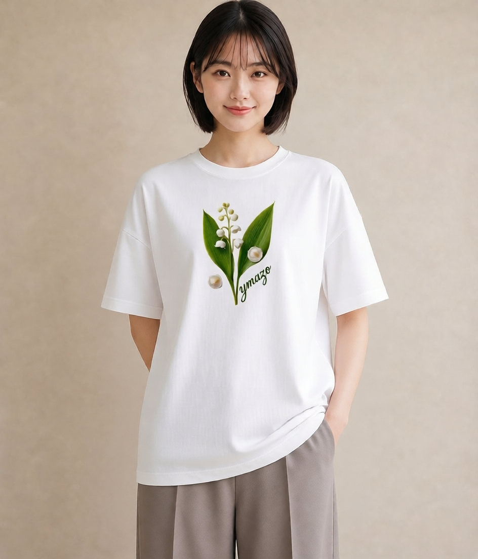 半袖Tシャツ レディース すずらん 花 花柄 イラスト お洒落 旅行用 海 白T