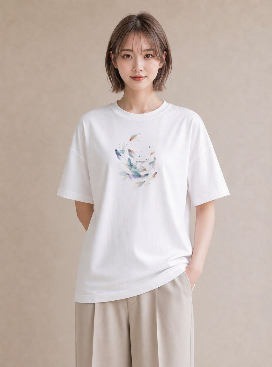 半袖Tシャツ レディース カクレクマノミ 海の生き物 海 イラスト 母娘コーデ 自分用 白T