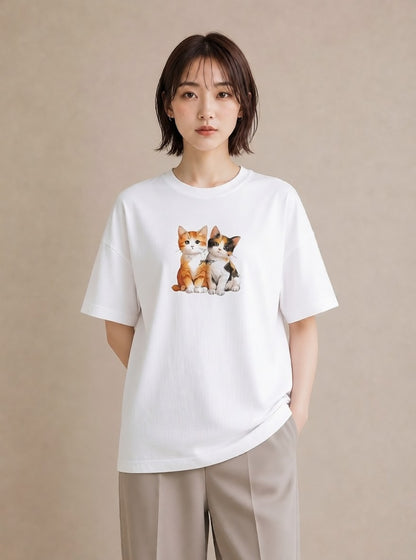 プリントTシャツ レディース 肉球 猫 ねこ イラスト アート風 ルームウェア ギフト 白T