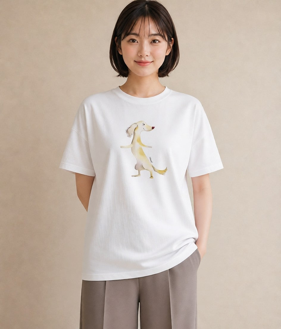 半袖Tシャツ レディース わんこ 犬 いぬ イラスト カジュアル ビーチ デイリーウェア 白T