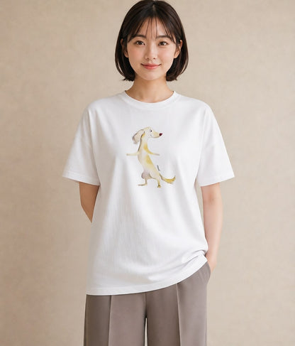 半袖Tシャツ レディース わんこ 犬 いぬ イラスト カジュアル ビーチ デイリーウェア 白T