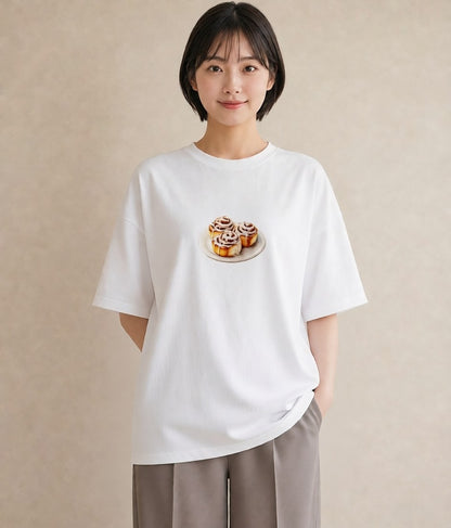デザインTシャツ レディース ベーグル 食べ物 フード イラスト ヴィンテージ風 カフェ服 クリスマス 白T