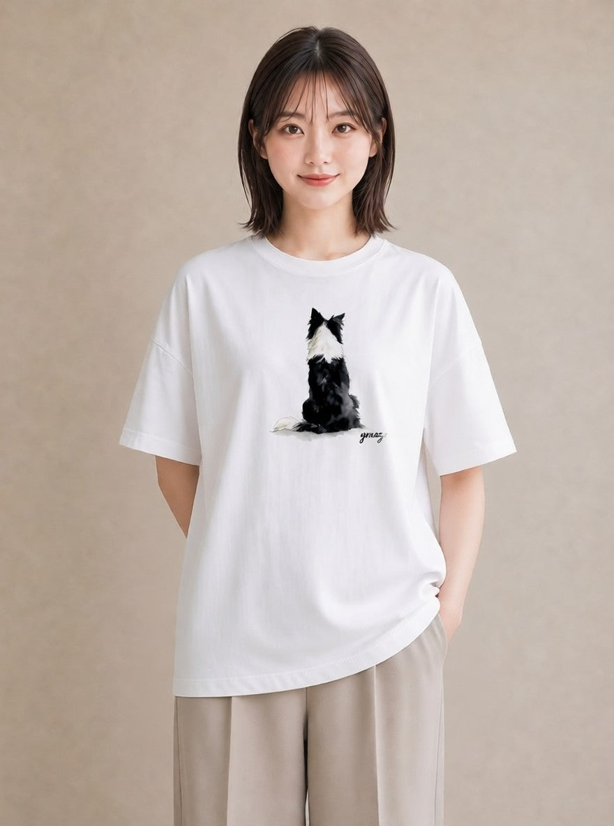 プリントTシャツ レディース 保護犬 犬 いぬ イラスト 手描き風 ビーチ デイリーウェア 白T