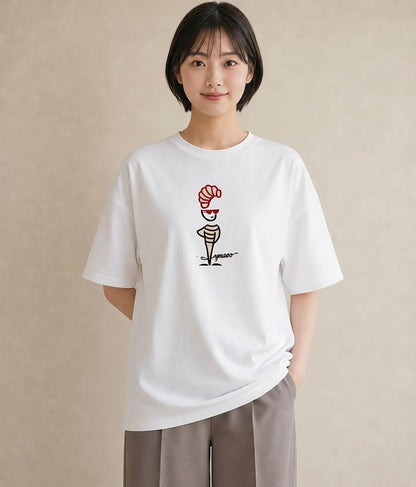 プリントTシャツ レディース パン ベーカリー レトロ イラスト ガーリー 海 カフェ巡り 白T