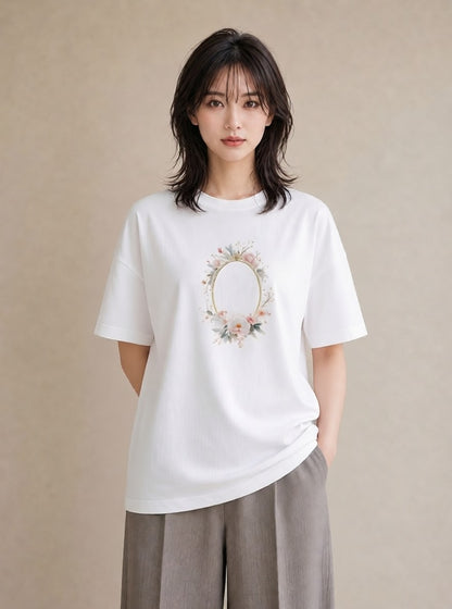 半袖Tシャツ レディース 封蝋 手紙 アンティーク ナチュラル イラスト 上品 散歩 お出かけ 白T