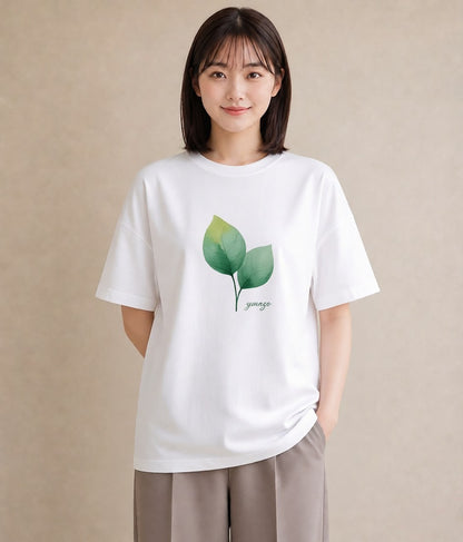 半袖Tシャツ レディース 苔 植物 ボタニカル イラスト ニュアンス 帰省 ラフ 白T