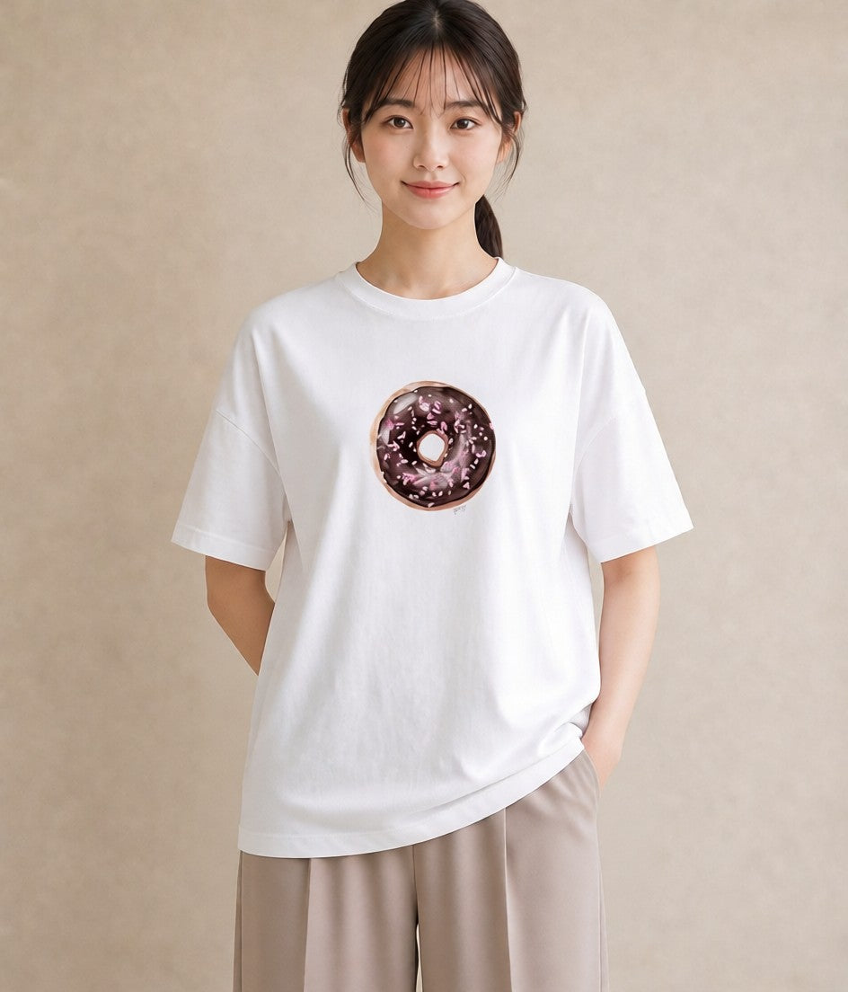 デザインTシャツ レディース チョコ 食べ物 フード イラスト カフェコーデ ママ カフェ服 白T
