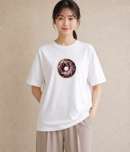 デザインTシャツ レディース チョコ 食べ物 フード イラスト カフェコーデ ママ カフェ服 白T