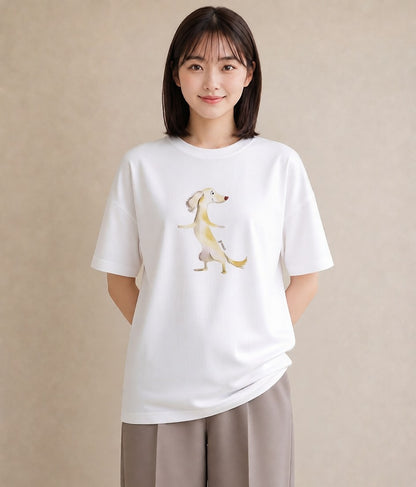 グラフィックTシャツ レディース ミニチュアダックスフンド 犬 いぬ イラスト シック 秋コーデ おしゃれギフト 白T