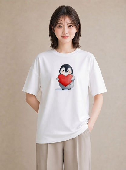 半袖Tシャツ レディース コウテイペンギン 動物 アニマル イラスト ニュアンス ギフト 母の日 白T