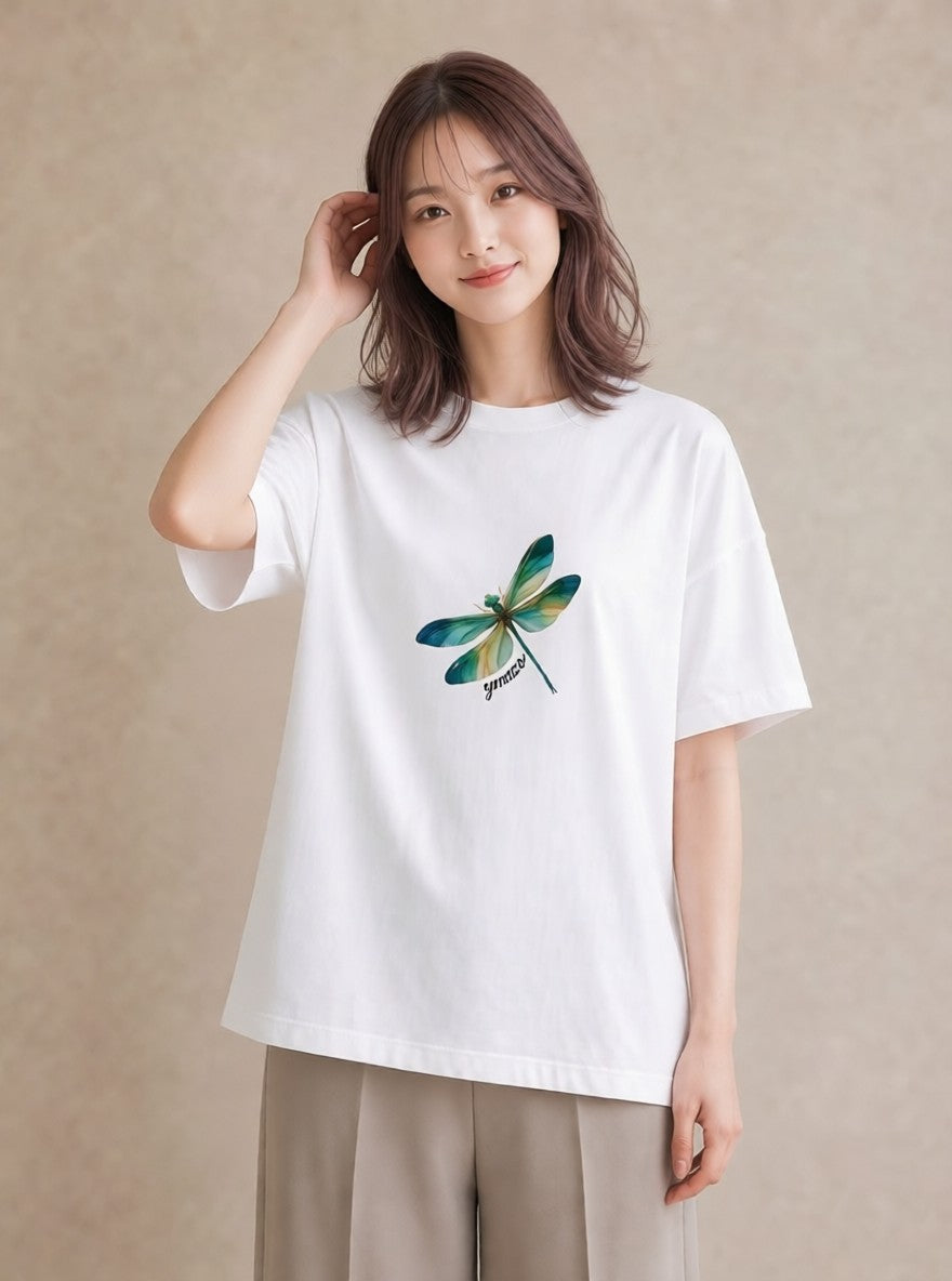 プリントTシャツ レディース ホタル 昆虫 虫 イラスト 休日 ペアコーデ 白T