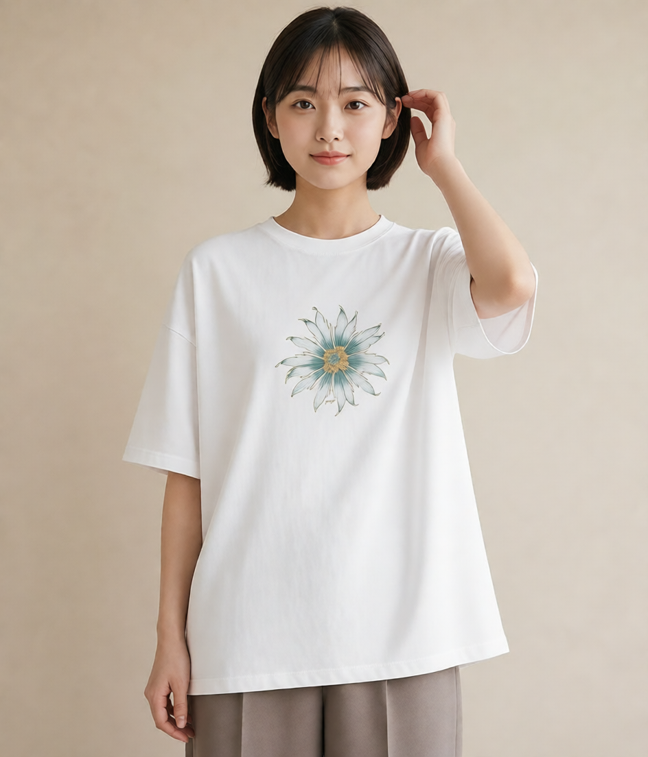 グラフィックTシャツ レディース ゆり 百合 花 花柄 イラスト シンプル お揃い 親子 白T