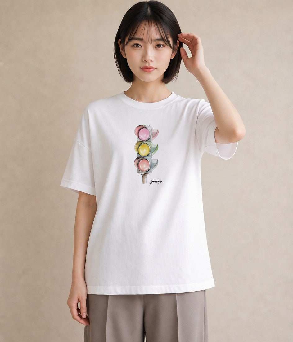 プリントTシャツ レディース 街灯 夜霧 夜 ナチュラル アンティーク イラスト 上品 春コーデ 姉妹 白T