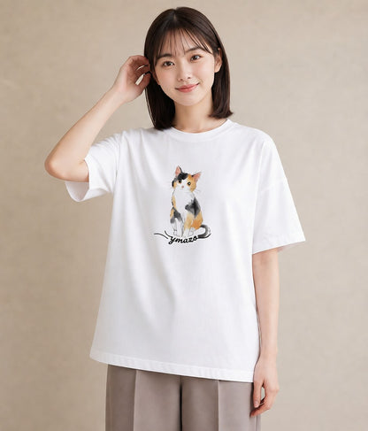 グラフィックTシャツ レディース ベンガル 猫 ねこ イラスト ポップ 公園 ママ 白T