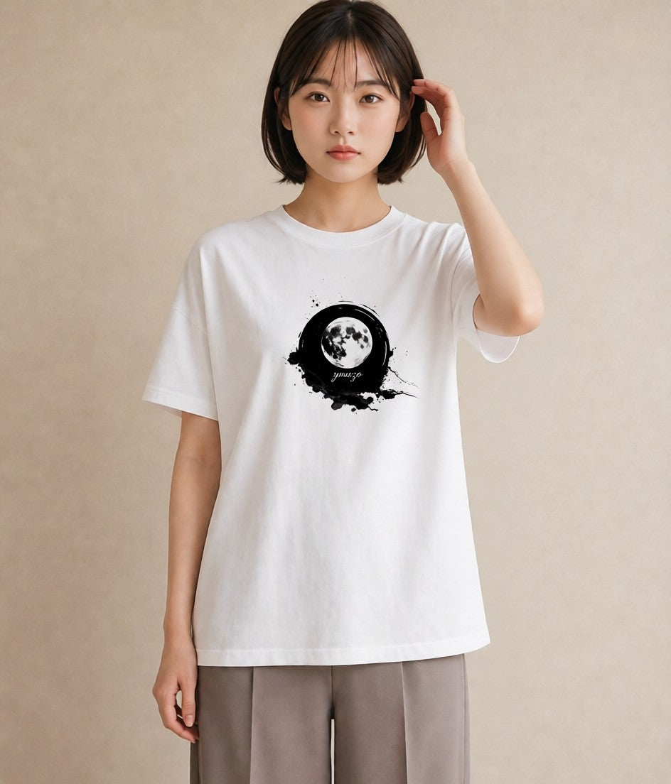 プリントTシャツ レディース 青の水彩 風景 ブルー ナチュラル アンティーク イラスト お洒落 送別ギフト 通勤 白T