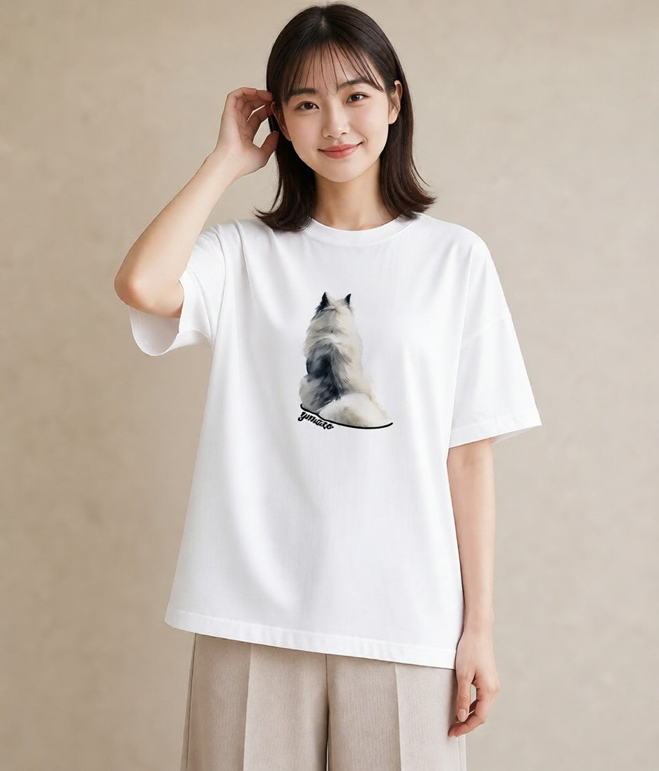 グラフィックTシャツ レディース サモエド 犬 いぬ イラスト ミニマル 部屋着 女性向けギフト 白T